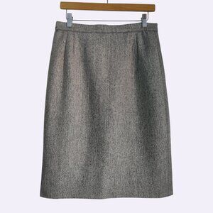 Vtg 80s Valentino Boutique Herringbone Tweed Wool Office Siren Pencil Skirt W29"